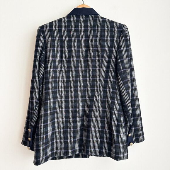 Vintage Plaid Wool Blazer with Gold ButtonsS/M - Picture 4 of 8